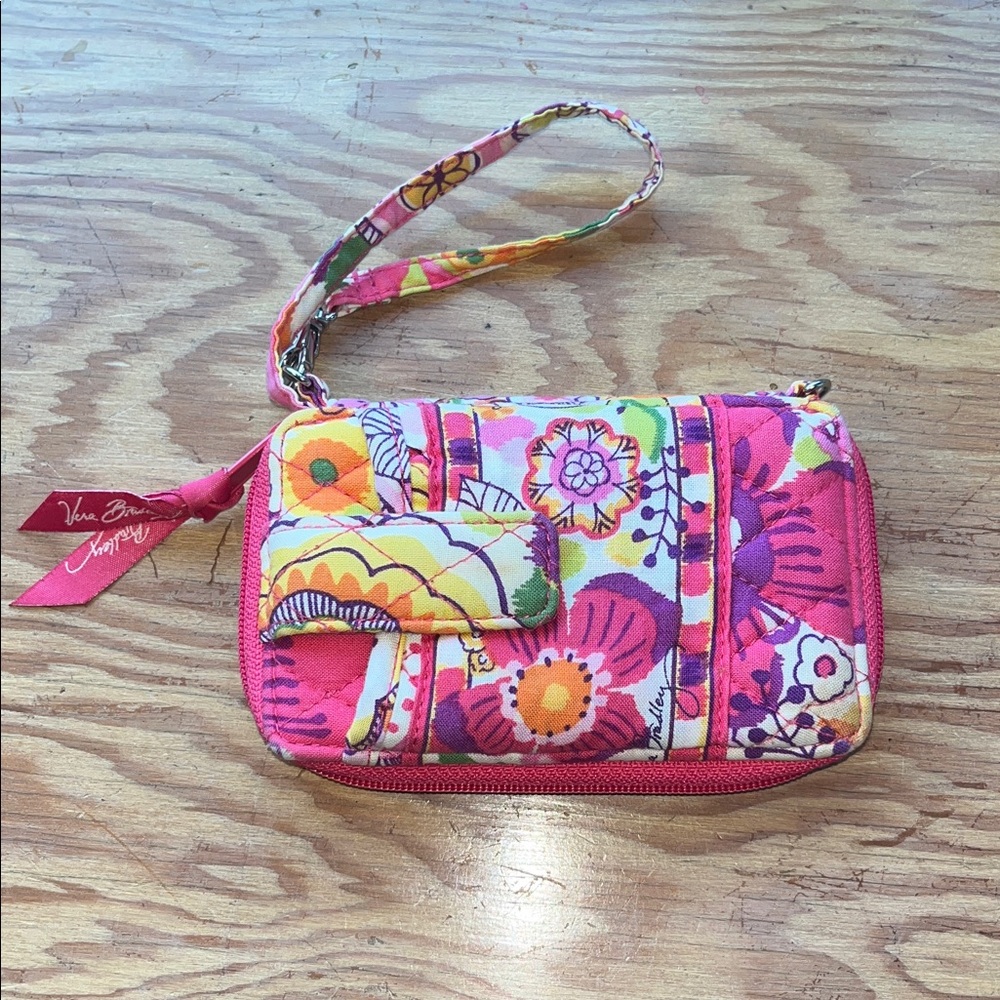 Vera Bradley Pink‎ and Yellow Floral Wristlet - Picture 1 of 7